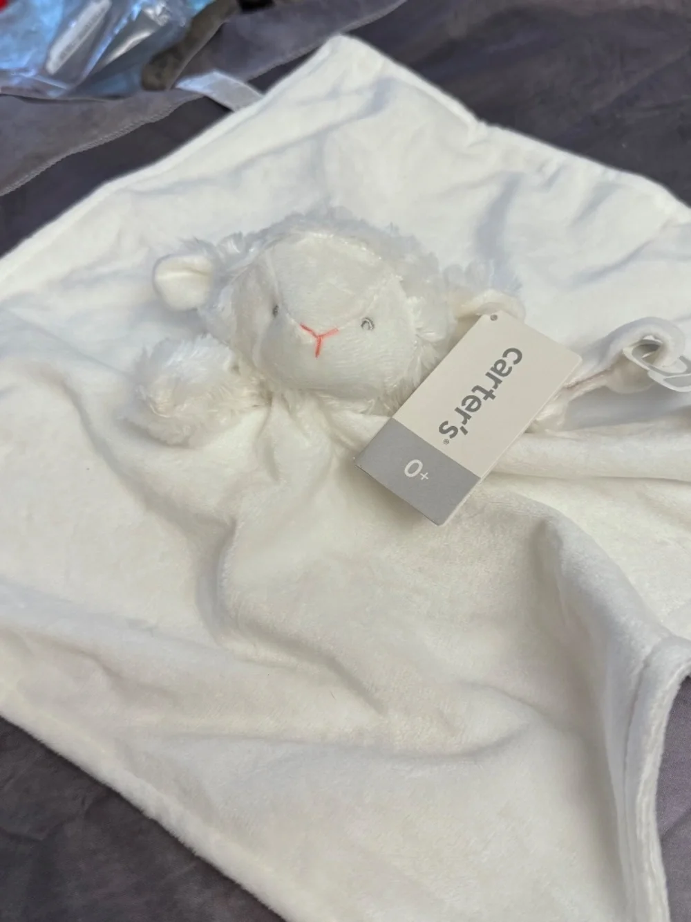New Carters Pink White Fluffy Lamb Baby Lovey Security Blanket Nunu NWT